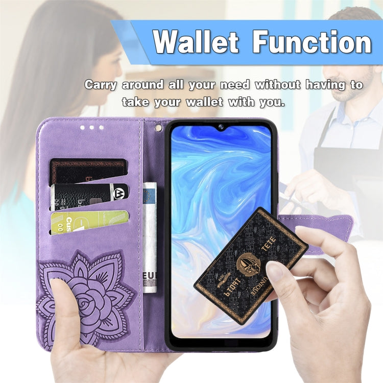 For DOOGEE N40 Pro Butterfly Love Flowers Embossed Horizontal Flip Leather Case with Holder & Card Slots & Wallet & Lanyard