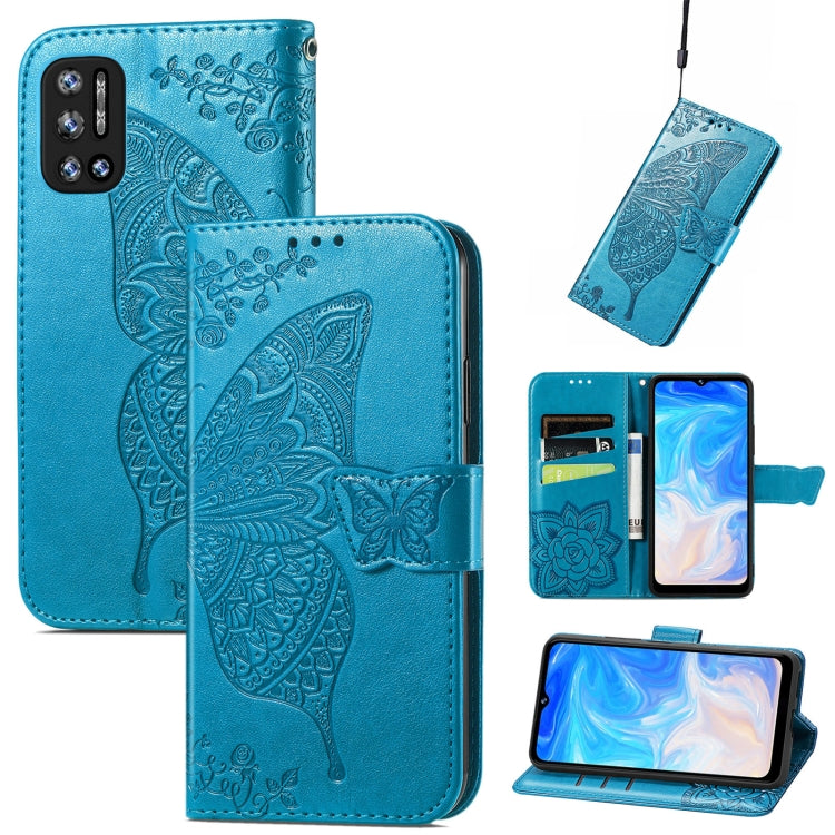 For DOOGEE N40 Pro Butterfly Love Flowers Embossed Horizontal Flip Leather Case with Holder & Card Slots & Wallet & Lanyard