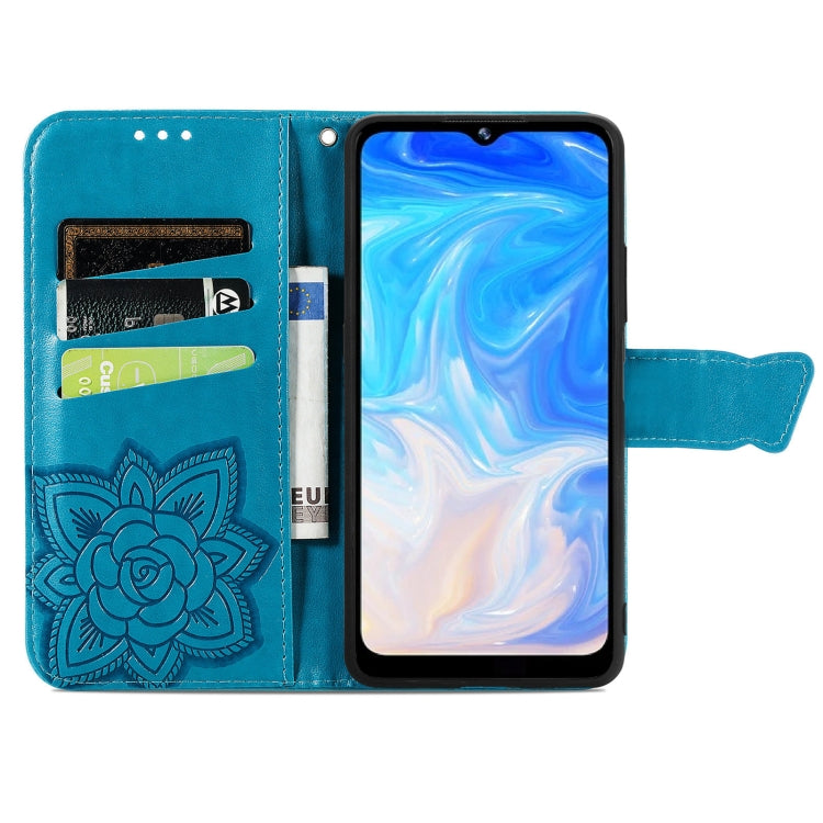 For DOOGEE N40 Pro Butterfly Love Flowers Embossed Horizontal Flip Leather Case with Holder & Card Slots & Wallet & Lanyard