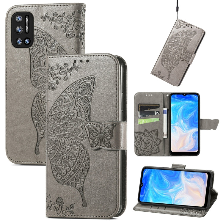 For DOOGEE N40 Pro Butterfly Love Flowers Embossed Horizontal Flip Leather Case with Holder & Card Slots & Wallet & Lanyard