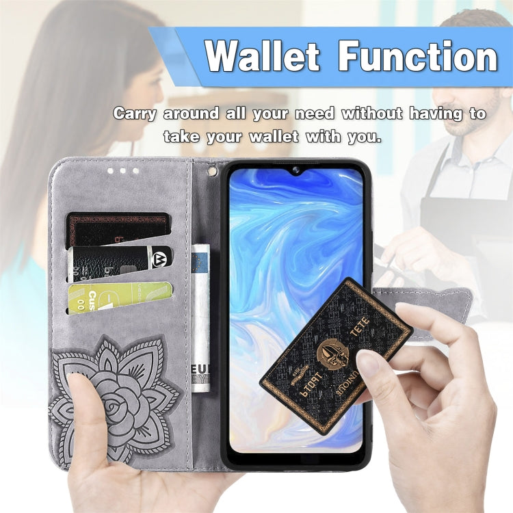 For DOOGEE N40 Pro Butterfly Love Flowers Embossed Horizontal Flip Leather Case with Holder & Card Slots & Wallet & Lanyard