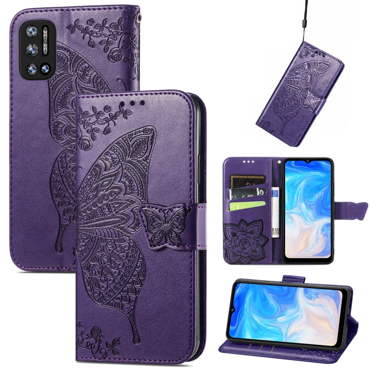 For DOOGEE N40 Pro Butterfly Love Flowers Embossed Horizontal Flip Leather Case with Holder & Card Slots & Wallet & Lanyard