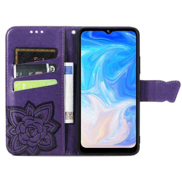 For DOOGEE N40 Pro Butterfly Love Flowers Embossed Horizontal Flip Leather Case with Holder & Card Slots & Wallet & Lanyard