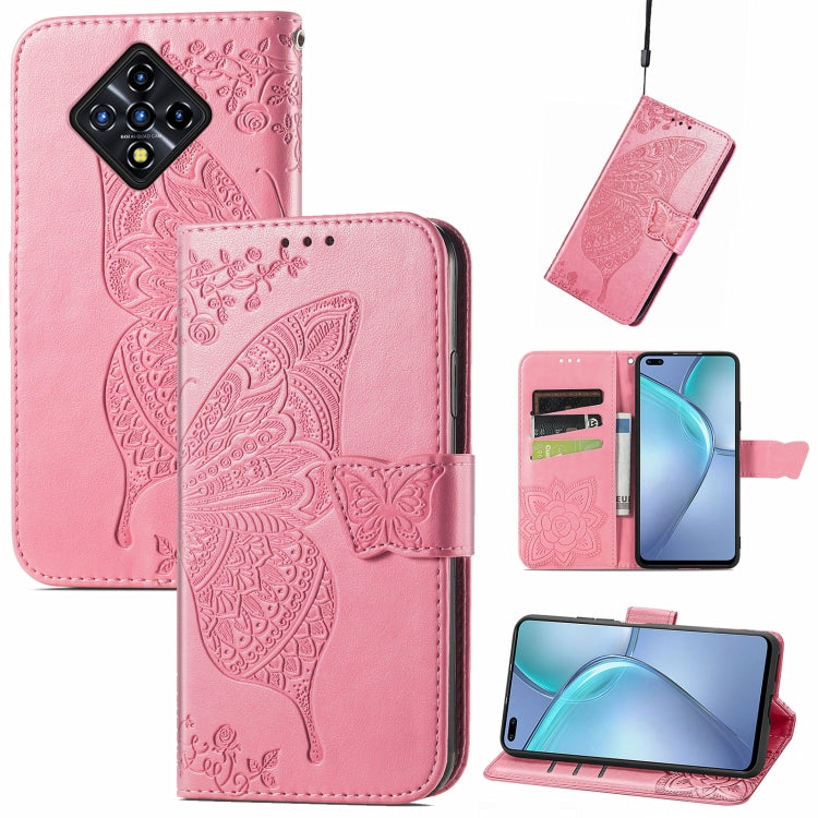 For Infinix Zero 8 Butterfly Love Flowers Embossed Horizontal Flip Leather Case with Holder & Card Slots & Wallet & Lanyard