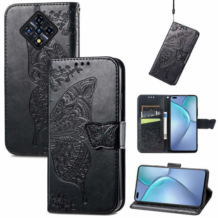 For Infinix Zero 8 Butterfly Love Flowers Embossed Horizontal Flip Leather Case with Holder & Card Slots & Wallet & Lanyard