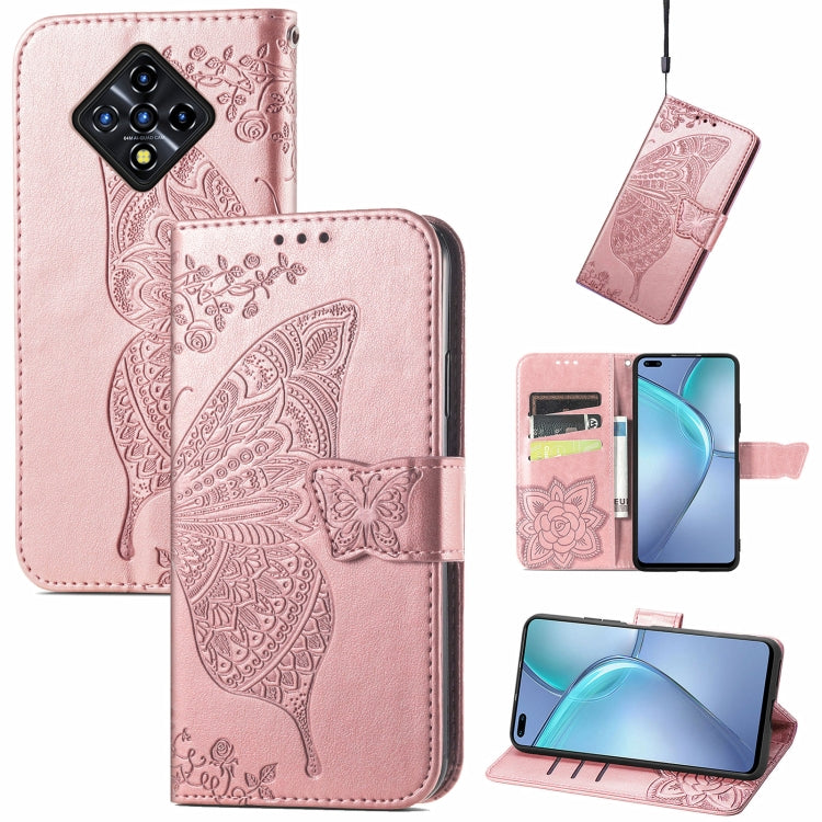 For Infinix Zero 8 Butterfly Love Flowers Embossed Horizontal Flip Leather Case with Holder & Card Slots & Wallet & Lanyard