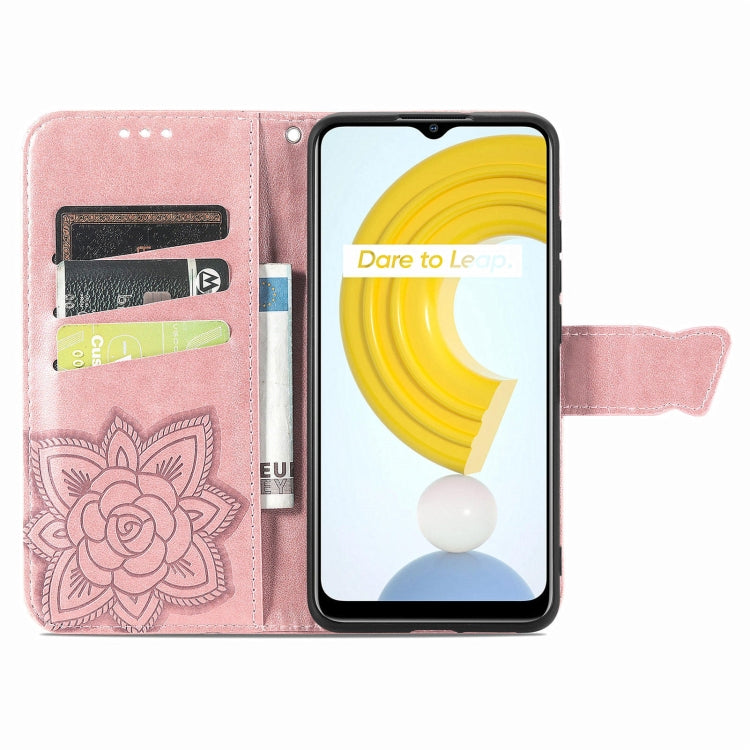 For OPPO Realme C21Y Butterfly Love Flowers Embossed Horizontal Flip Leather Case with Holder & Card Slots & Wallet & Lanyard