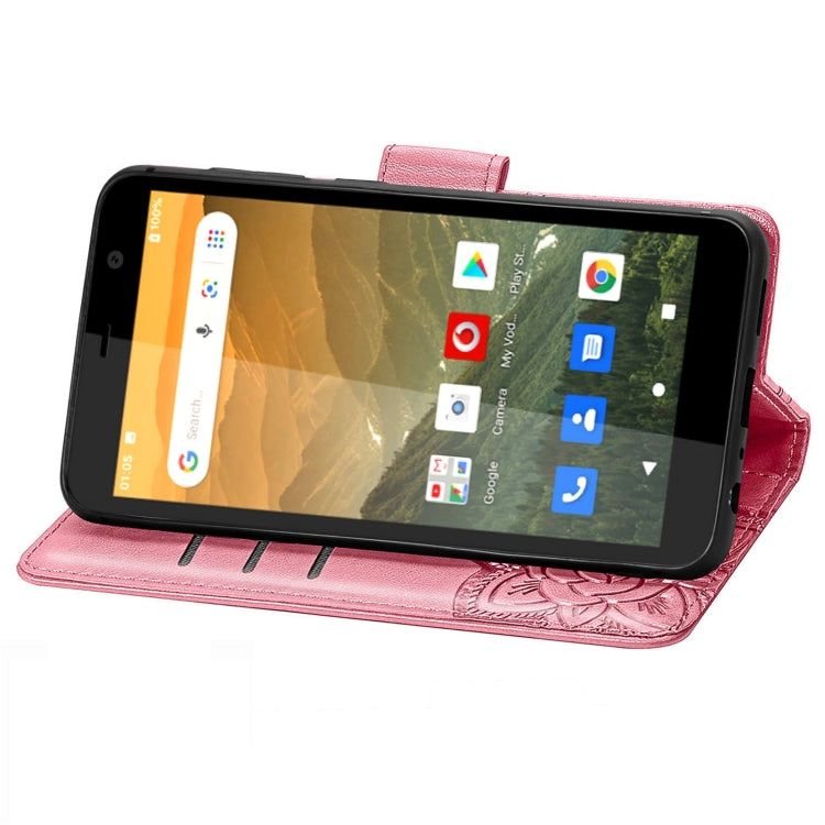 For Vodafone Smart E11 Butterfly Love Flowers Embossed Horizontal Flip Leather Case with Holder & Card Slots & Wallet & Lanyard