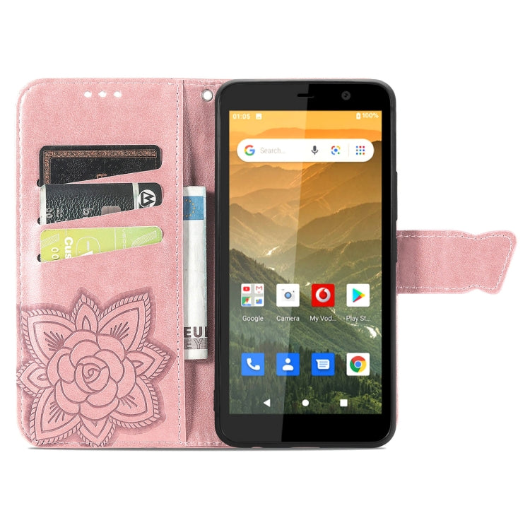 For Vodafone Smart E11 Butterfly Love Flowers Embossed Horizontal Flip Leather Case with Holder & Card Slots & Wallet & Lanyard
