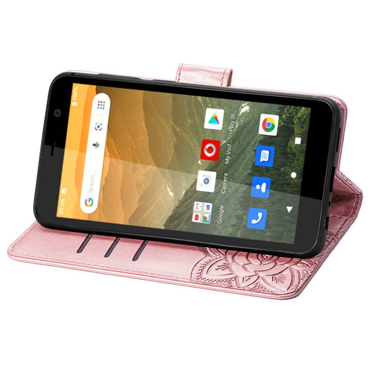 For Vodafone Smart E11 Butterfly Love Flowers Embossed Horizontal Flip Leather Case with Holder & Card Slots & Wallet & Lanyard