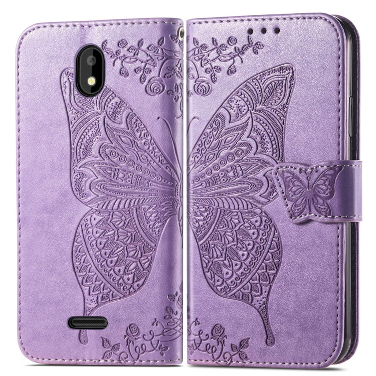 For Vodafone Smart E11 Butterfly Love Flowers Embossed Horizontal Flip Leather Case with Holder & Card Slots & Wallet & Lanyard