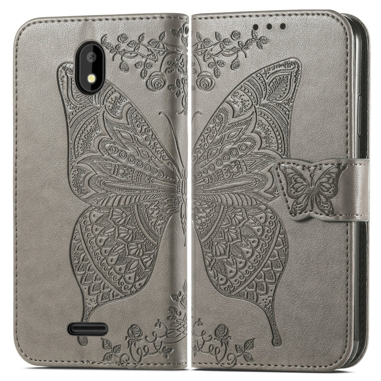 For Vodafone Smart E11 Butterfly Love Flowers Embossed Horizontal Flip Leather Case with Holder & Card Slots & Wallet & Lanyard