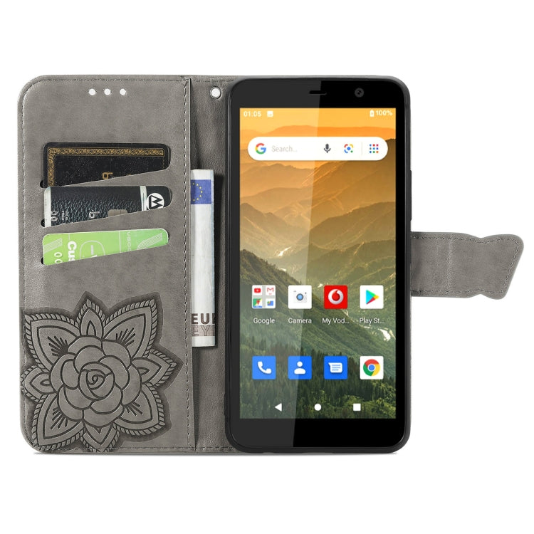 For Vodafone Smart E11 Butterfly Love Flowers Embossed Horizontal Flip Leather Case with Holder & Card Slots & Wallet & Lanyard