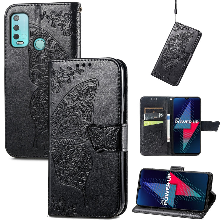 For Wiko Power U30 Butterfly Love Flowers Embossed Horizontal Flip Leather Case with Holder & Card Slots & Wallet & Lanyard