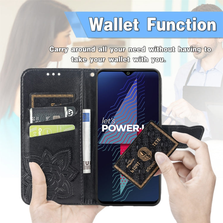 For Wiko Power U30 Butterfly Love Flowers Embossed Horizontal Flip Leather Case with Holder & Card Slots & Wallet & Lanyard