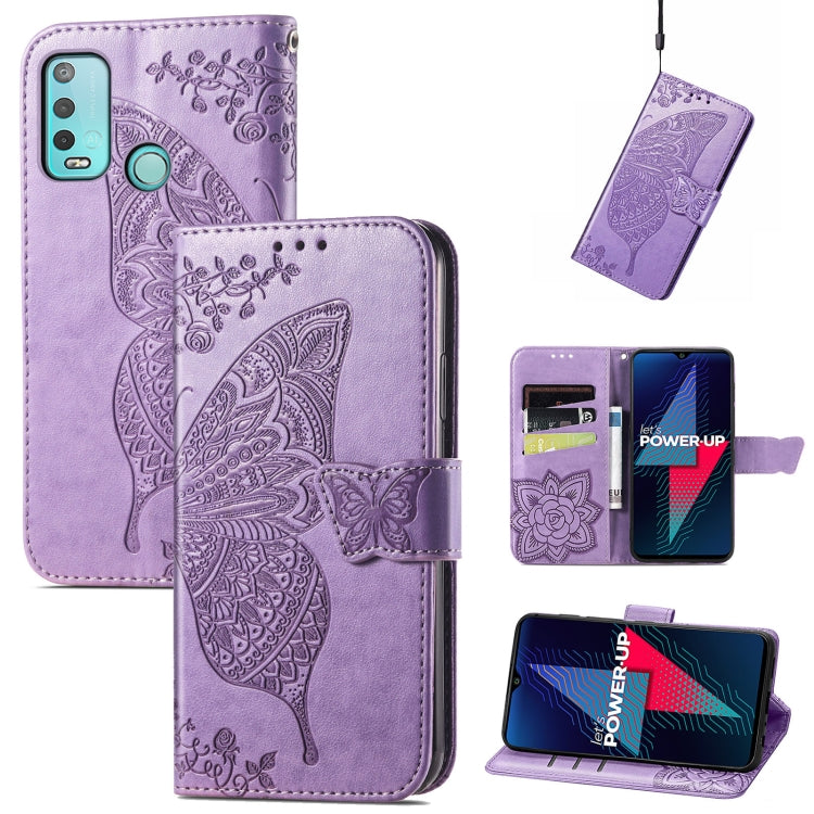 For Wiko Power U30 Butterfly Love Flowers Embossed Horizontal Flip Leather Case with Holder & Card Slots & Wallet & Lanyard