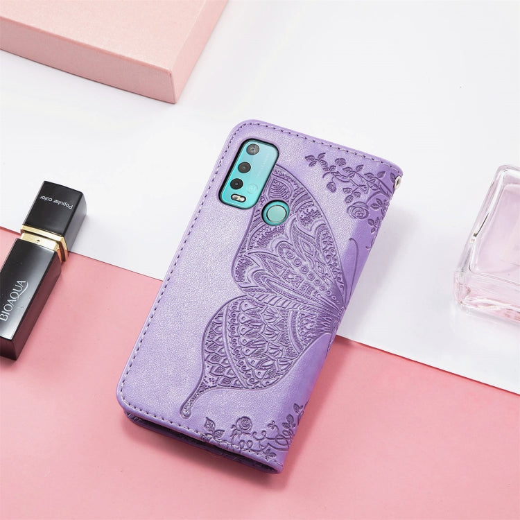 For Wiko Power U30 Butterfly Love Flowers Embossed Horizontal Flip Leather Case with Holder & Card Slots & Wallet & Lanyard