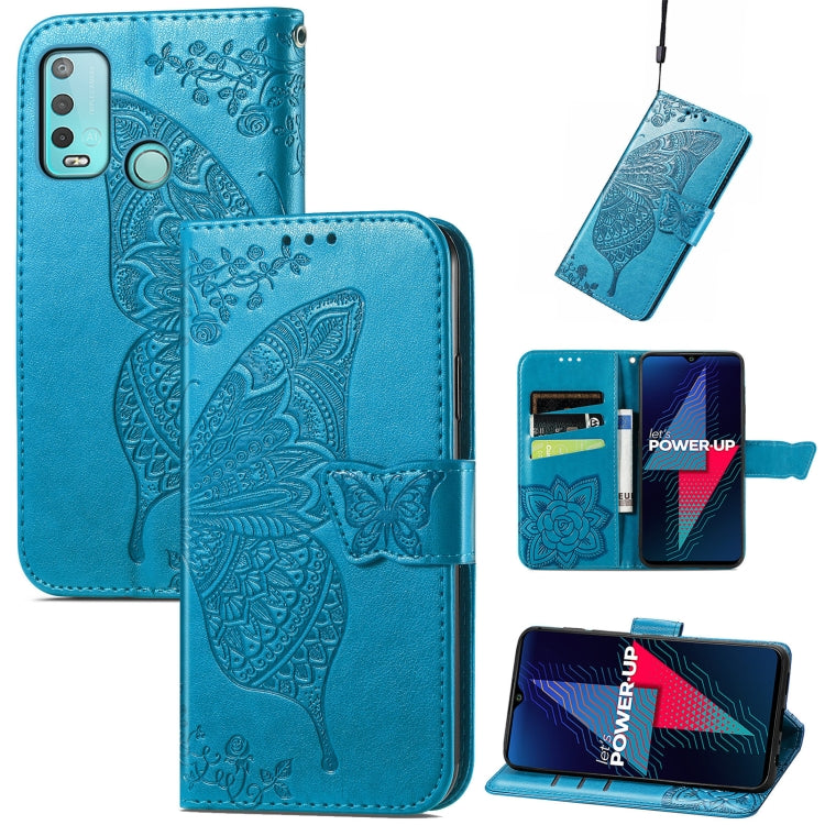 For Wiko Power U30 Butterfly Love Flowers Embossed Horizontal Flip Leather Case with Holder & Card Slots & Wallet & Lanyard