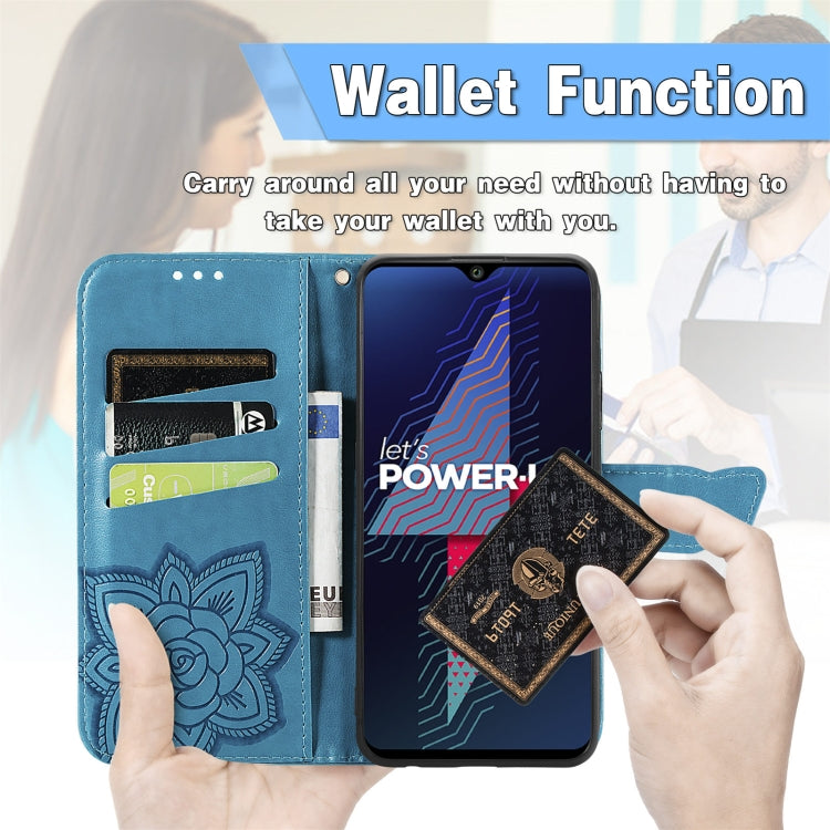 For Wiko Power U30 Butterfly Love Flowers Embossed Horizontal Flip Leather Case with Holder & Card Slots & Wallet & Lanyard