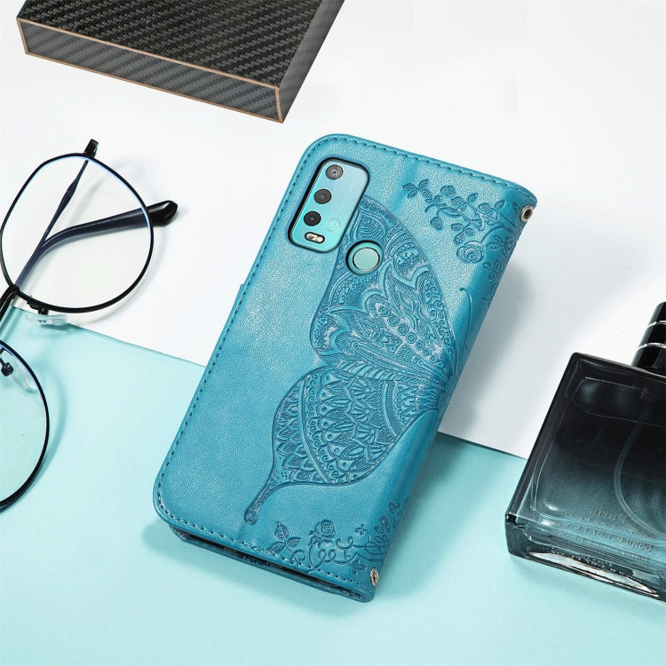 For Wiko Power U30 Butterfly Love Flowers Embossed Horizontal Flip Leather Case with Holder & Card Slots & Wallet & Lanyard