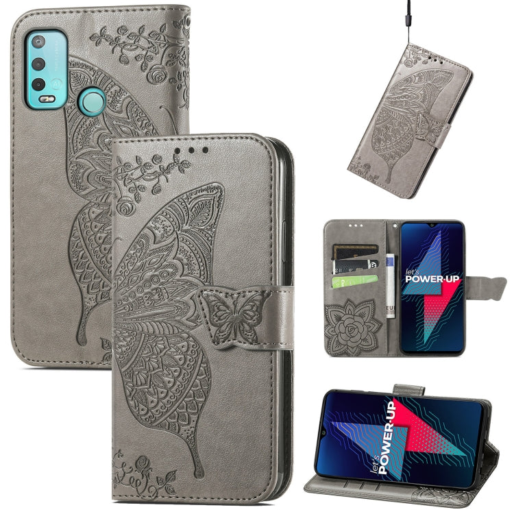 For Wiko Power U30 Butterfly Love Flowers Embossed Horizontal Flip Leather Case with Holder & Card Slots & Wallet & Lanyard
