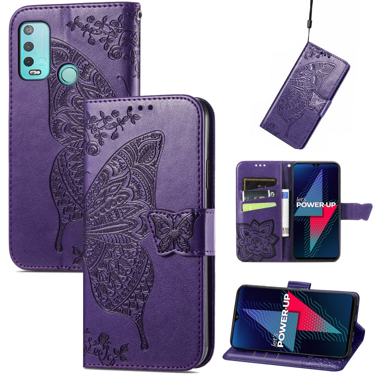 For Wiko Power U30 Butterfly Love Flowers Embossed Horizontal Flip Leather Case with Holder & Card Slots & Wallet & Lanyard