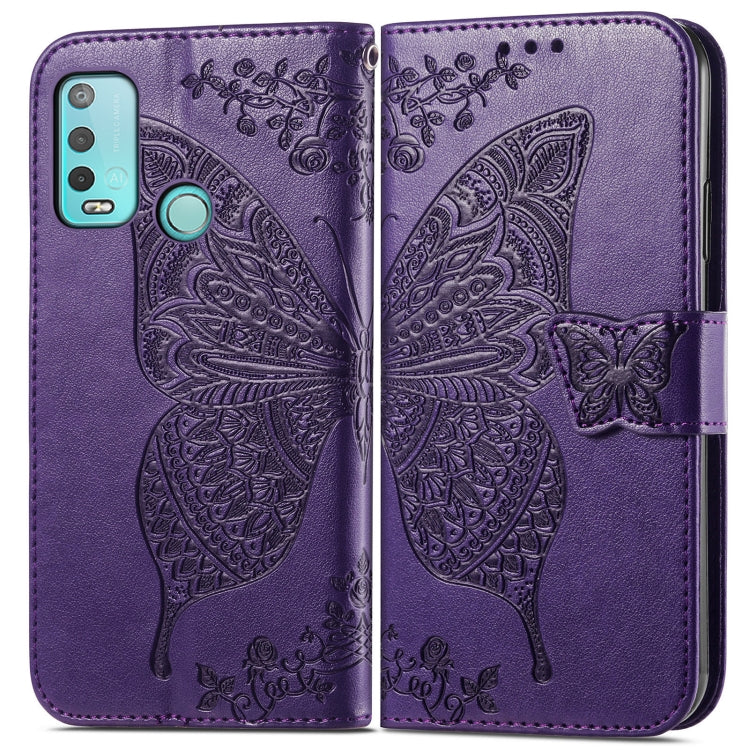 For Wiko Power U30 Butterfly Love Flowers Embossed Horizontal Flip Leather Case with Holder & Card Slots & Wallet & Lanyard