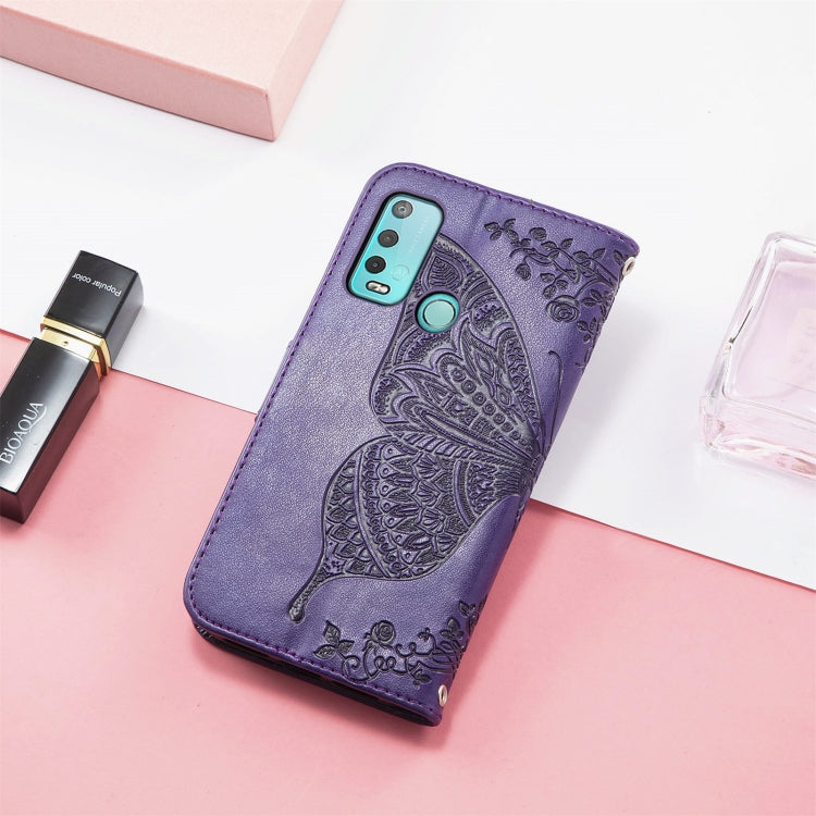 For Wiko Power U30 Butterfly Love Flowers Embossed Horizontal Flip Leather Case with Holder & Card Slots & Wallet & Lanyard