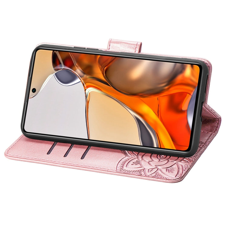 For Xiaomi Mi 11T / 11T Pro Butterfly Love Flowers Embossed Horizontal Flip Leather Case with Holder & Card Slots & Wallet & Lanyard