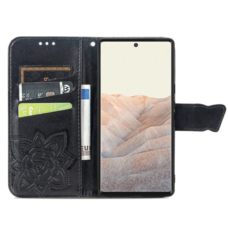 For Google Pixel 6 Butterfly Love Flowers Embossed Horizontal Flip Leather Case with Holder & Card Slots & Wallet & Lanyard