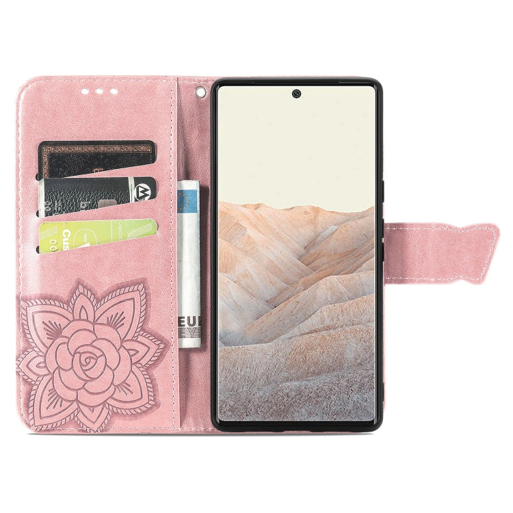 For Google Pixel 6 Butterfly Love Flowers Embossed Horizontal Flip Leather Case with Holder & Card Slots & Wallet & Lanyard