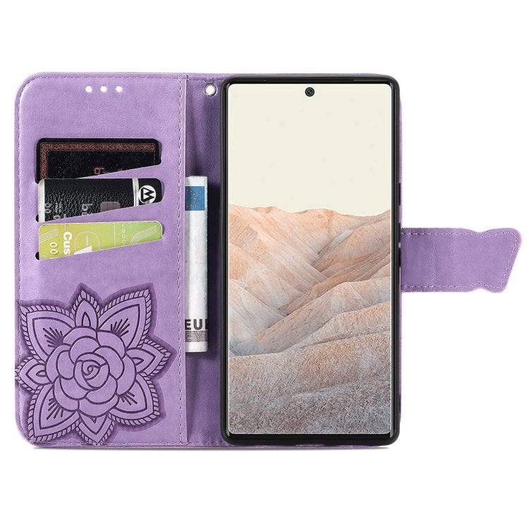 For Google Pixel 6 Butterfly Love Flowers Embossed Horizontal Flip Leather Case with Holder & Card Slots & Wallet & Lanyard