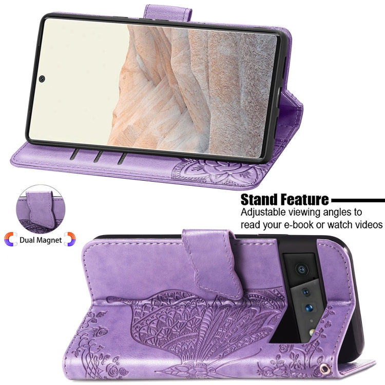 For Google Pixel 6 Butterfly Love Flowers Embossed Horizontal Flip Leather Case with Holder & Card Slots & Wallet & Lanyard