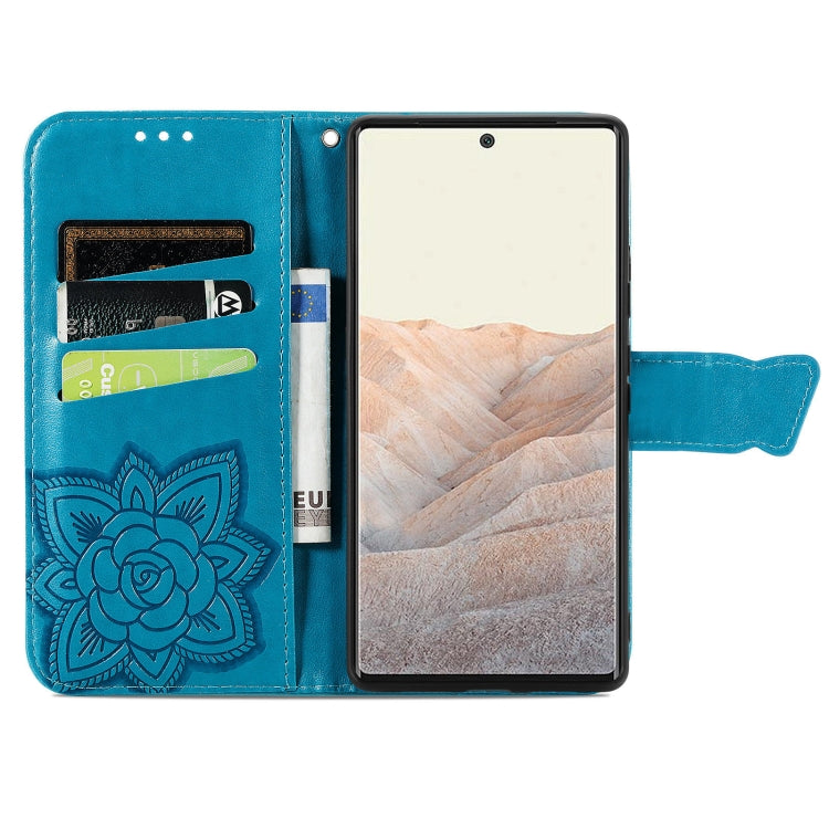For Google Pixel 6 Butterfly Love Flowers Embossed Horizontal Flip Leather Case with Holder & Card Slots & Wallet & Lanyard