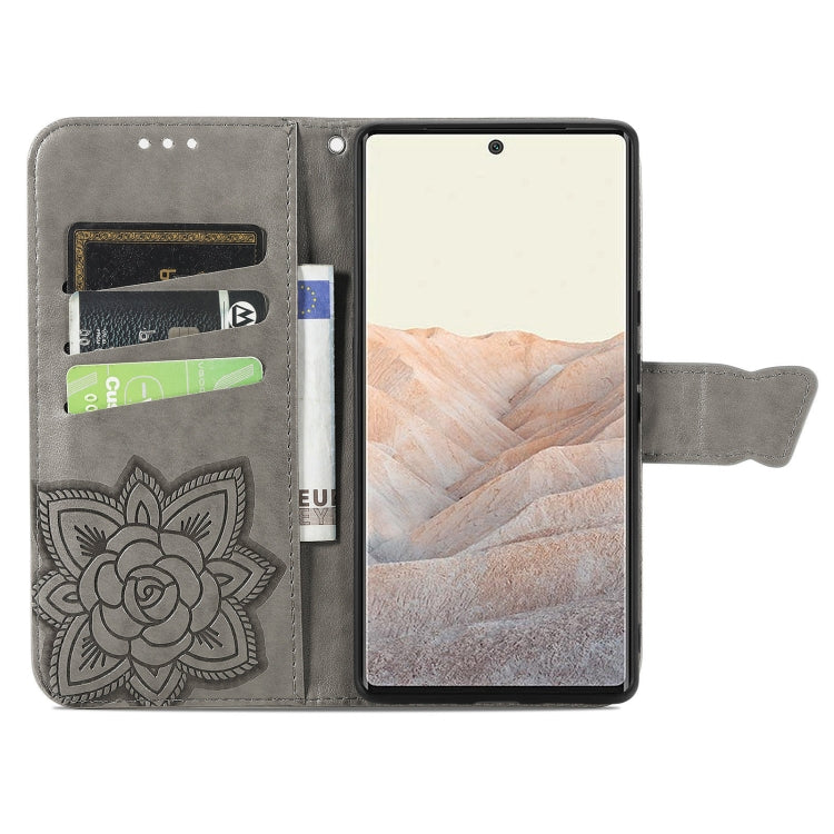 For Google Pixel 6 Butterfly Love Flowers Embossed Horizontal Flip Leather Case with Holder & Card Slots & Wallet & Lanyard