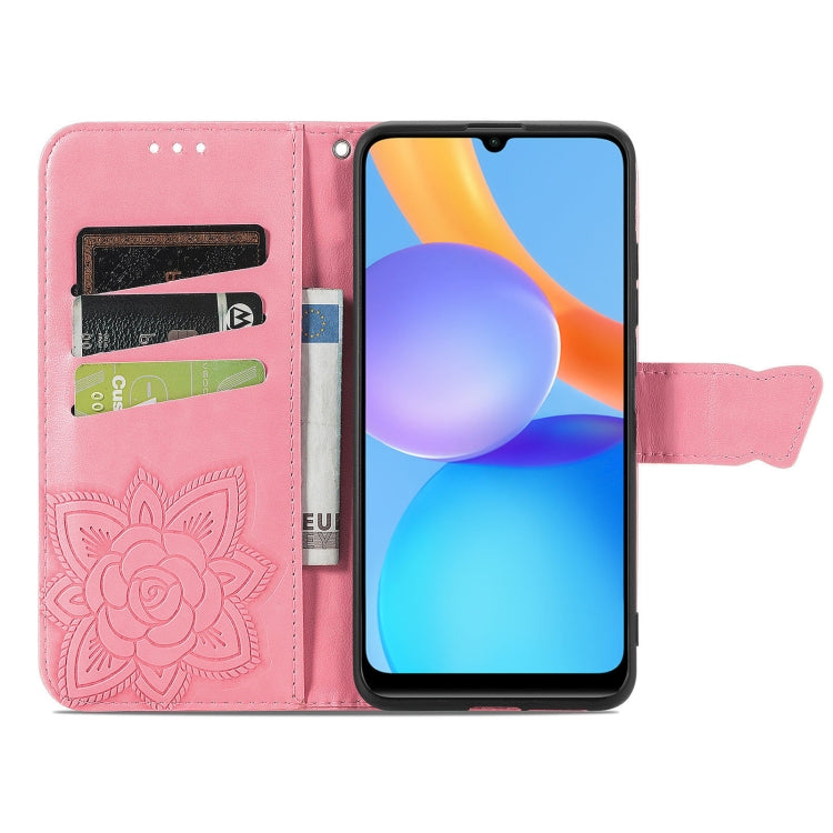 For Honor Play 5T Youth Butterfly Love Flowers Embossed Horizontal Flip Leather Case with Holder & Card Slots & Wallet & Lanyard