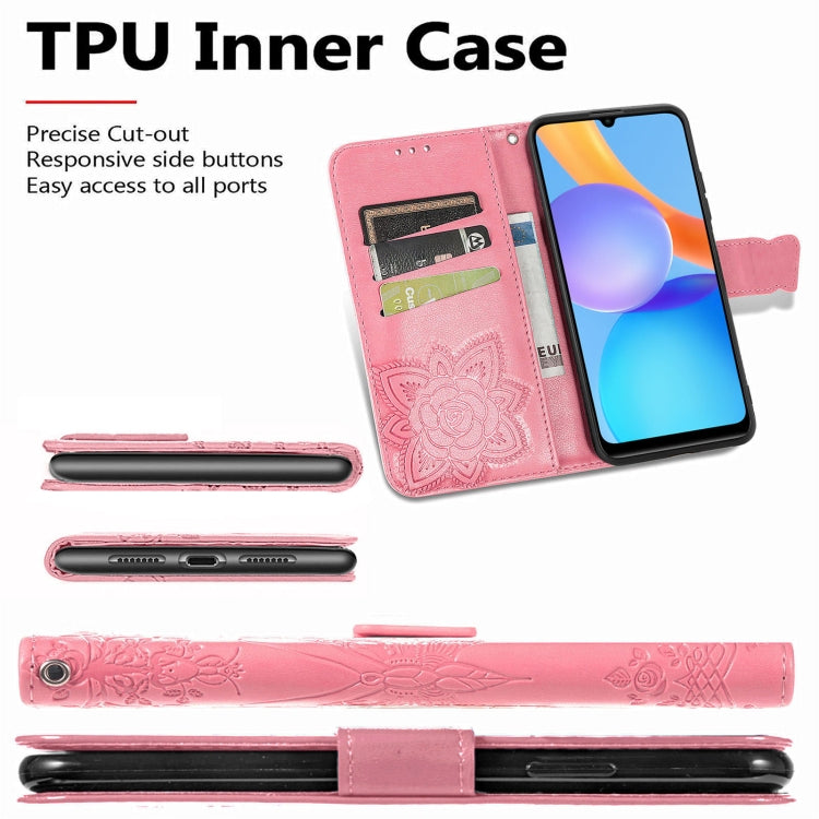 For Honor Play 5T Youth Butterfly Love Flowers Embossed Horizontal Flip Leather Case with Holder & Card Slots & Wallet & Lanyard