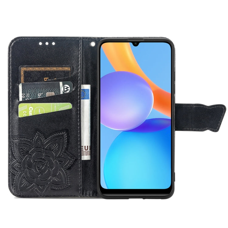 For Honor Play 5T Youth Butterfly Love Flowers Embossed Horizontal Flip Leather Case with Holder & Card Slots & Wallet & Lanyard