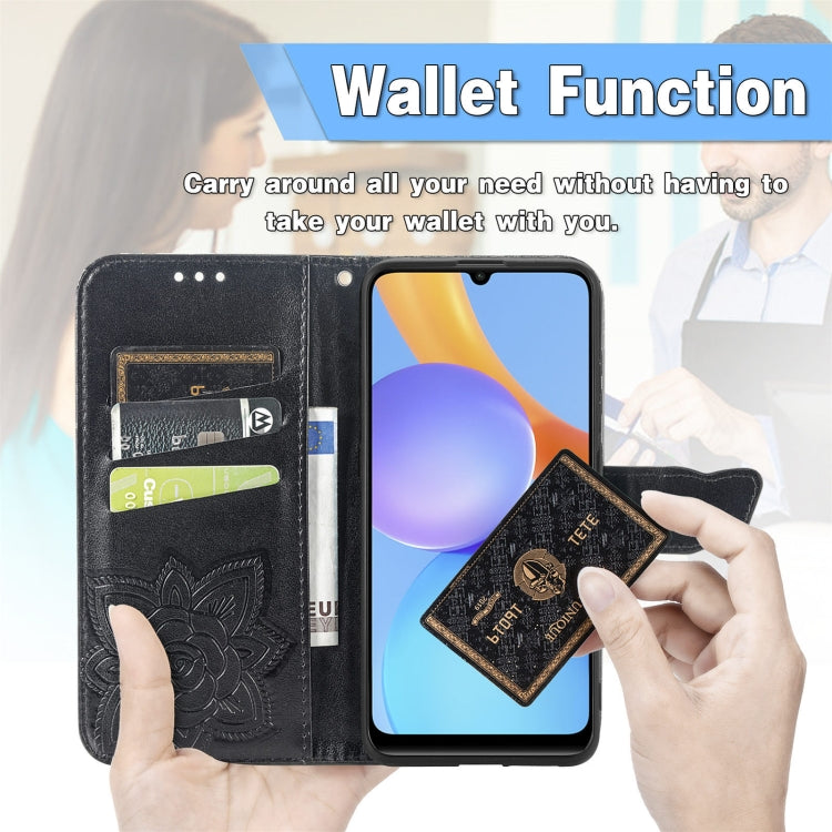 For Honor Play 5T Youth Butterfly Love Flowers Embossed Horizontal Flip Leather Case with Holder & Card Slots & Wallet & Lanyard
