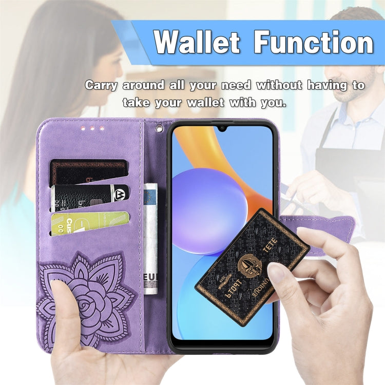 For Honor Play 5T Youth Butterfly Love Flowers Embossed Horizontal Flip Leather Case with Holder & Card Slots & Wallet & Lanyard