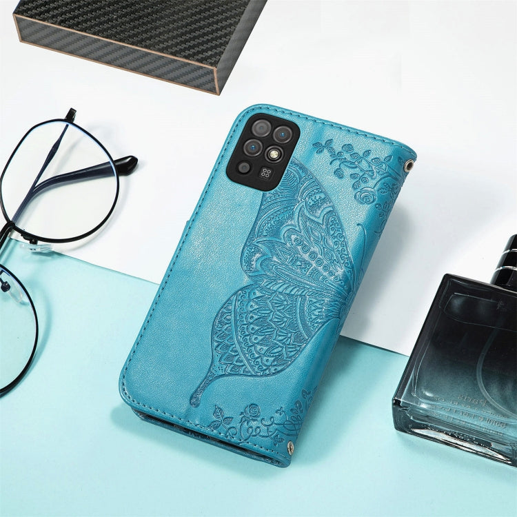 For Honor Play 5T Youth Butterfly Love Flowers Embossed Horizontal Flip Leather Case with Holder & Card Slots & Wallet & Lanyard