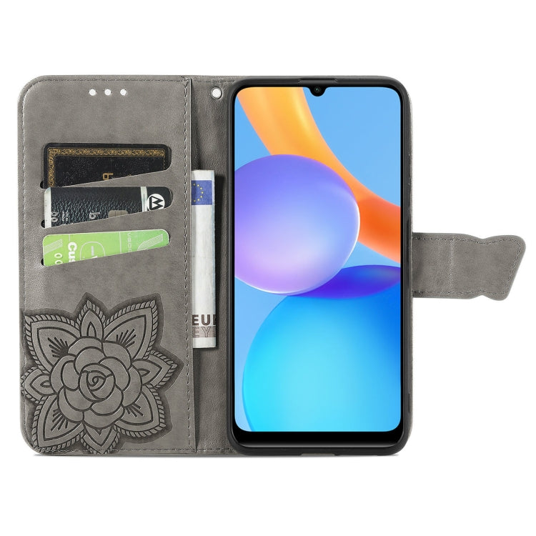 For Honor Play 5T Youth Butterfly Love Flowers Embossed Horizontal Flip Leather Case with Holder & Card Slots & Wallet & Lanyard