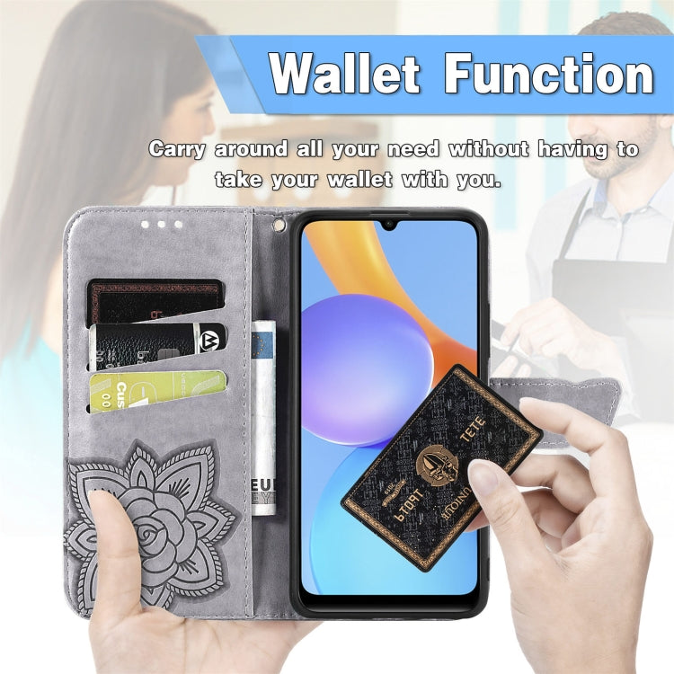 For Honor Play 5T Youth Butterfly Love Flowers Embossed Horizontal Flip Leather Case with Holder & Card Slots & Wallet & Lanyard
