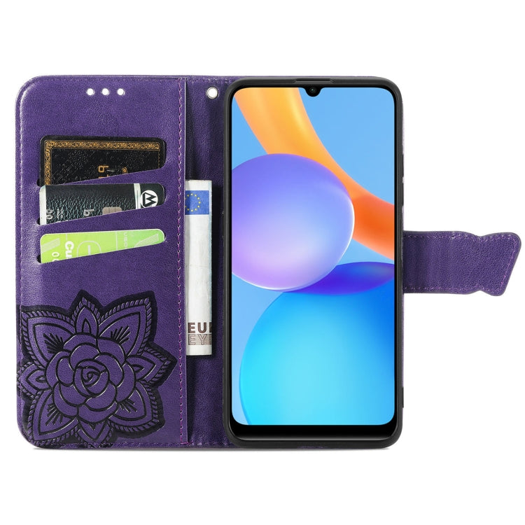 For Honor Play 5T Youth Butterfly Love Flowers Embossed Horizontal Flip Leather Case with Holder & Card Slots & Wallet & Lanyard