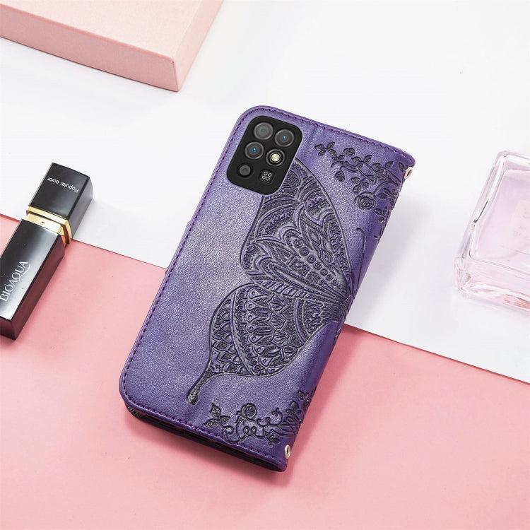 For Honor Play 5T Youth Butterfly Love Flowers Embossed Horizontal Flip Leather Case with Holder & Card Slots & Wallet & Lanyard