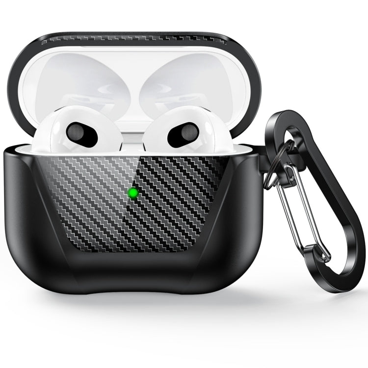 PC Anti-fall Earphones Case with Hook For AirPods 3(Black)