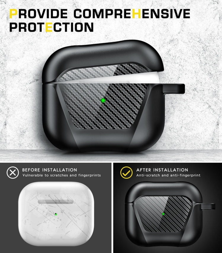 PC Anti-fall Earphones Case with Hook For AirPods 3(Black)