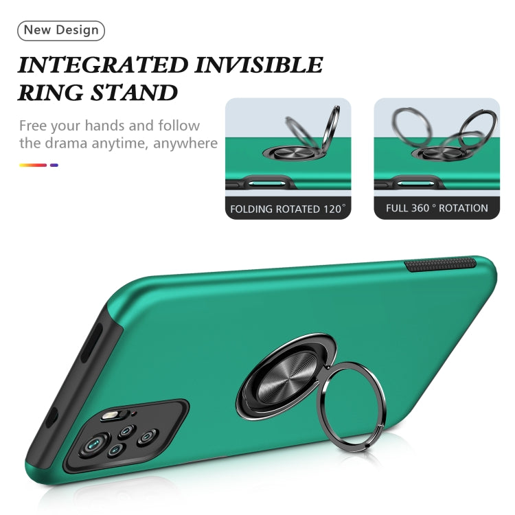 For Xiaomi Redmi Note 10 4G PC + TPU Shockproof Magnetic Phone Case with Invisible Ring Holder
