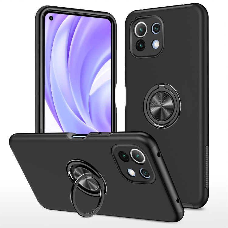 For Xiaomi Mi 11 Lite 5G PC + TPU Shockproof Magnetic Phone Case with Invisible Ring Holder