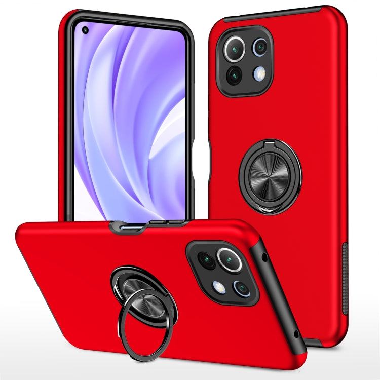 For Xiaomi Mi 11 Lite 5G PC + TPU Shockproof Magnetic Phone Case with Invisible Ring Holder